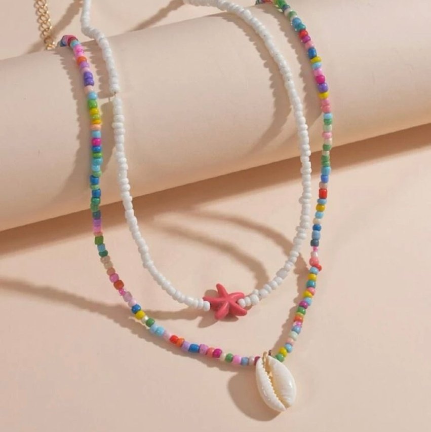 Pink Starfish Beaded Necklace