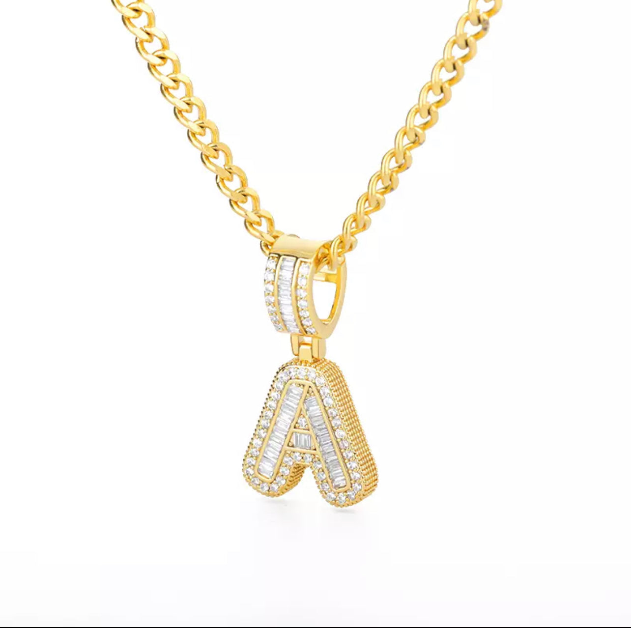 Slide-On Pave chunky Initial Necklace – helena rose jewelry
